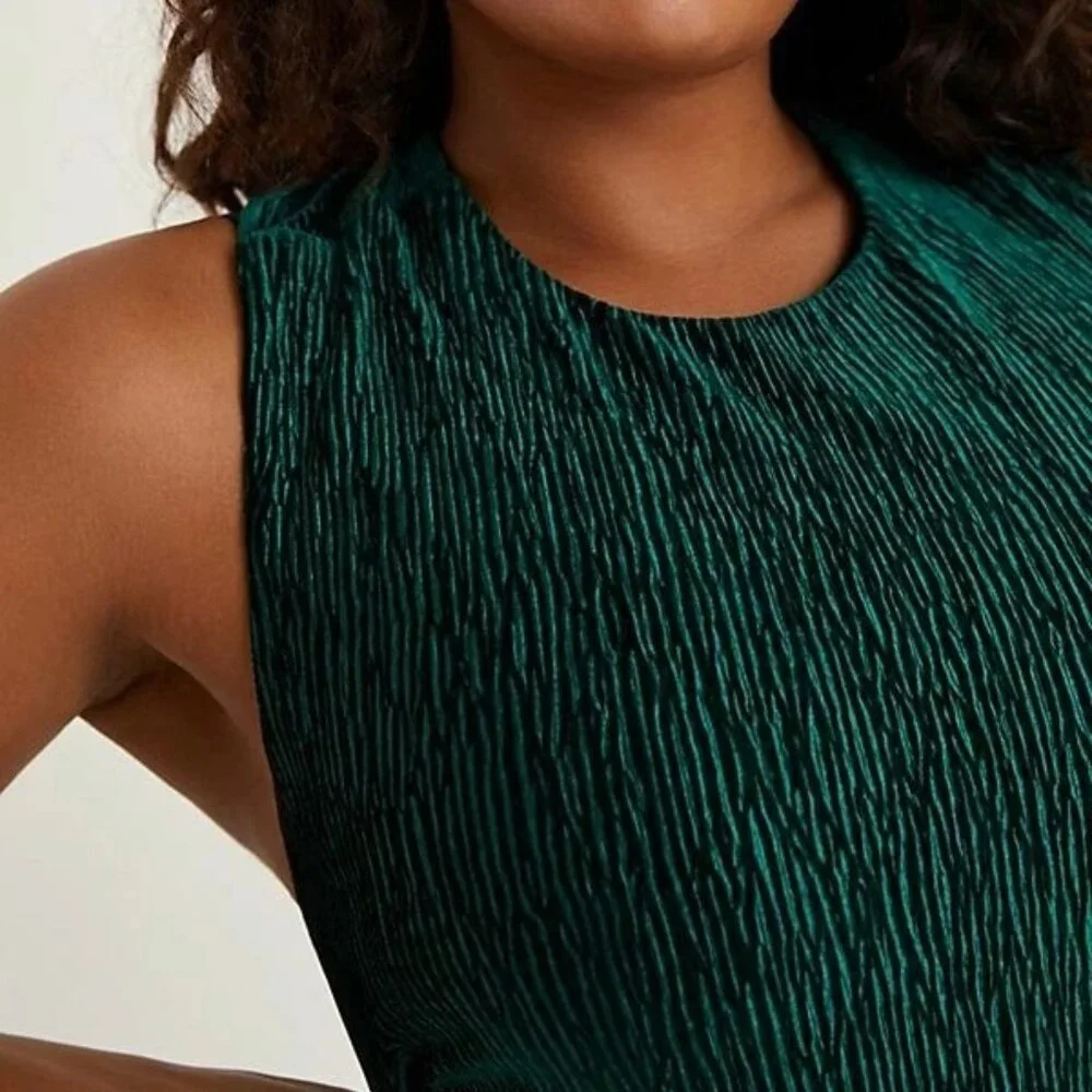 NEW ANTHROPOLOGIE Maeve Adrienne Twist Back Velvet Midi Dress Green Size S - Picture 7 of 10